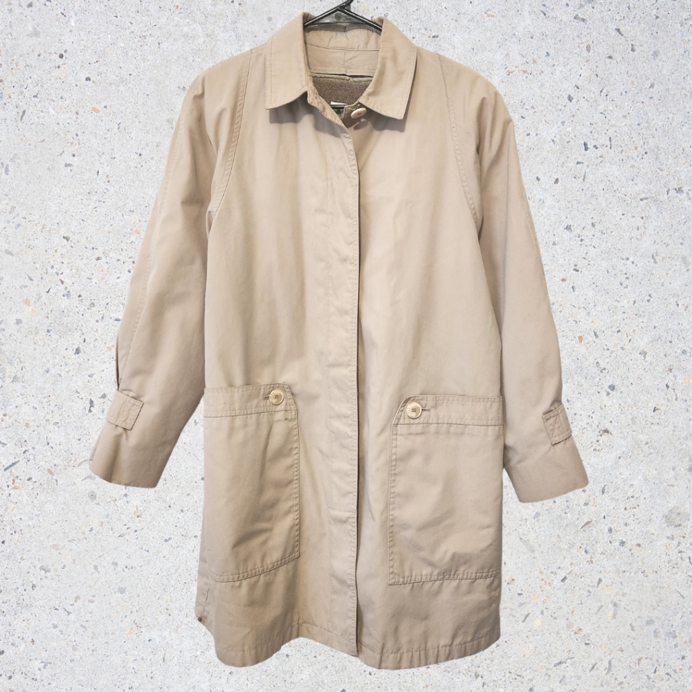 London Fog Midi Shearling Lined Trench Tan Size 12 Regular
